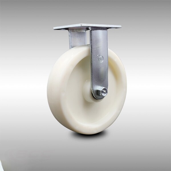 8 Inch Stainless Steel Nylon Wheel Rigid Caster with Ball Bearing